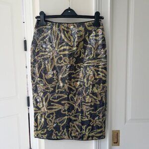 Diane Von Furstenberg Black Sequin Pencil Skirt